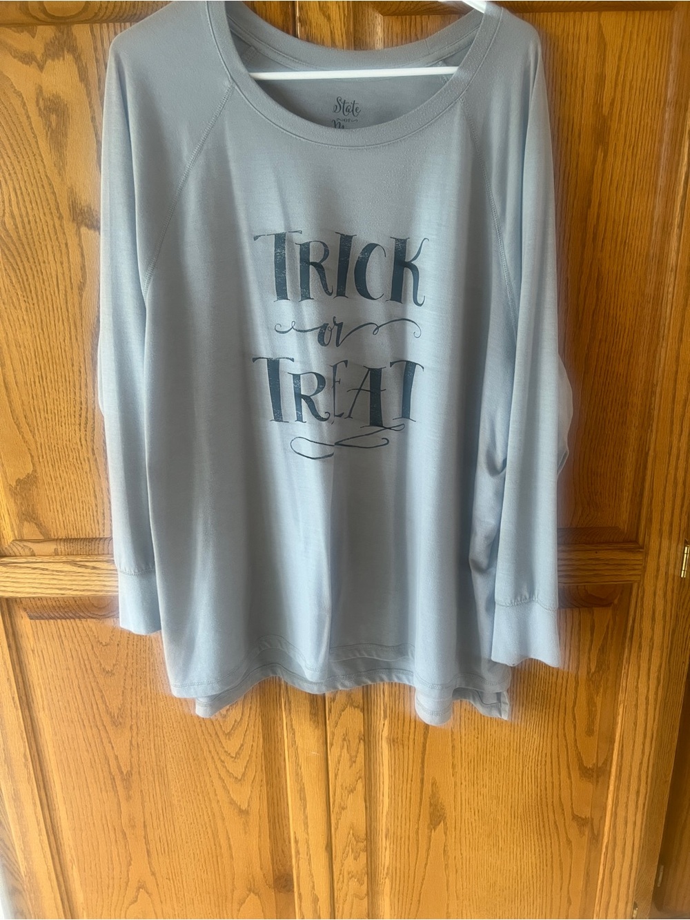 Women's "Trick or Treat" Long-Sleeve Top - Light Gray